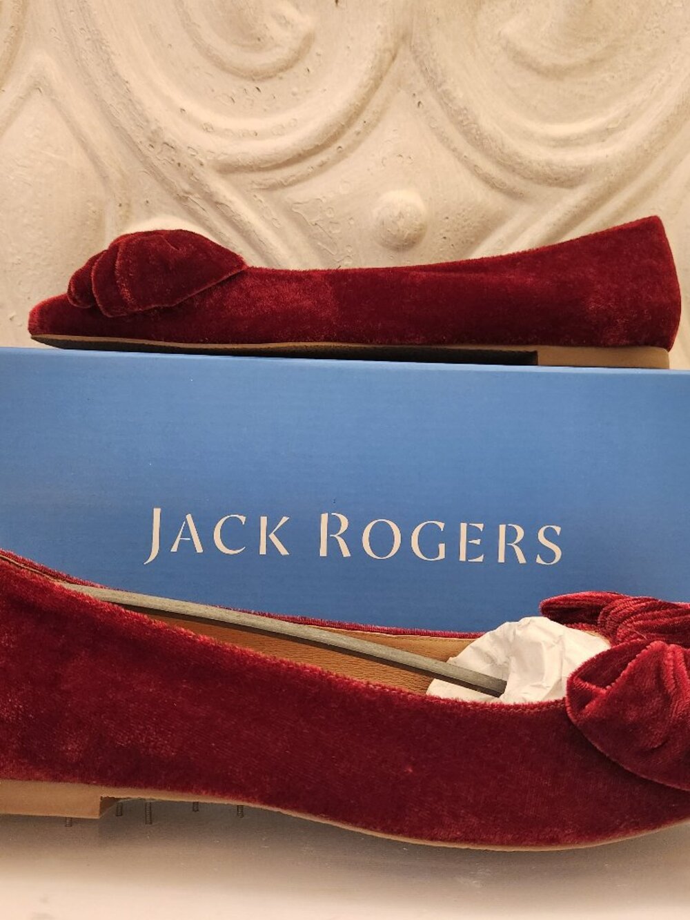 Jack Rogers "Heide" Bordeaux Velvet Flats. NIB. Size 7.5